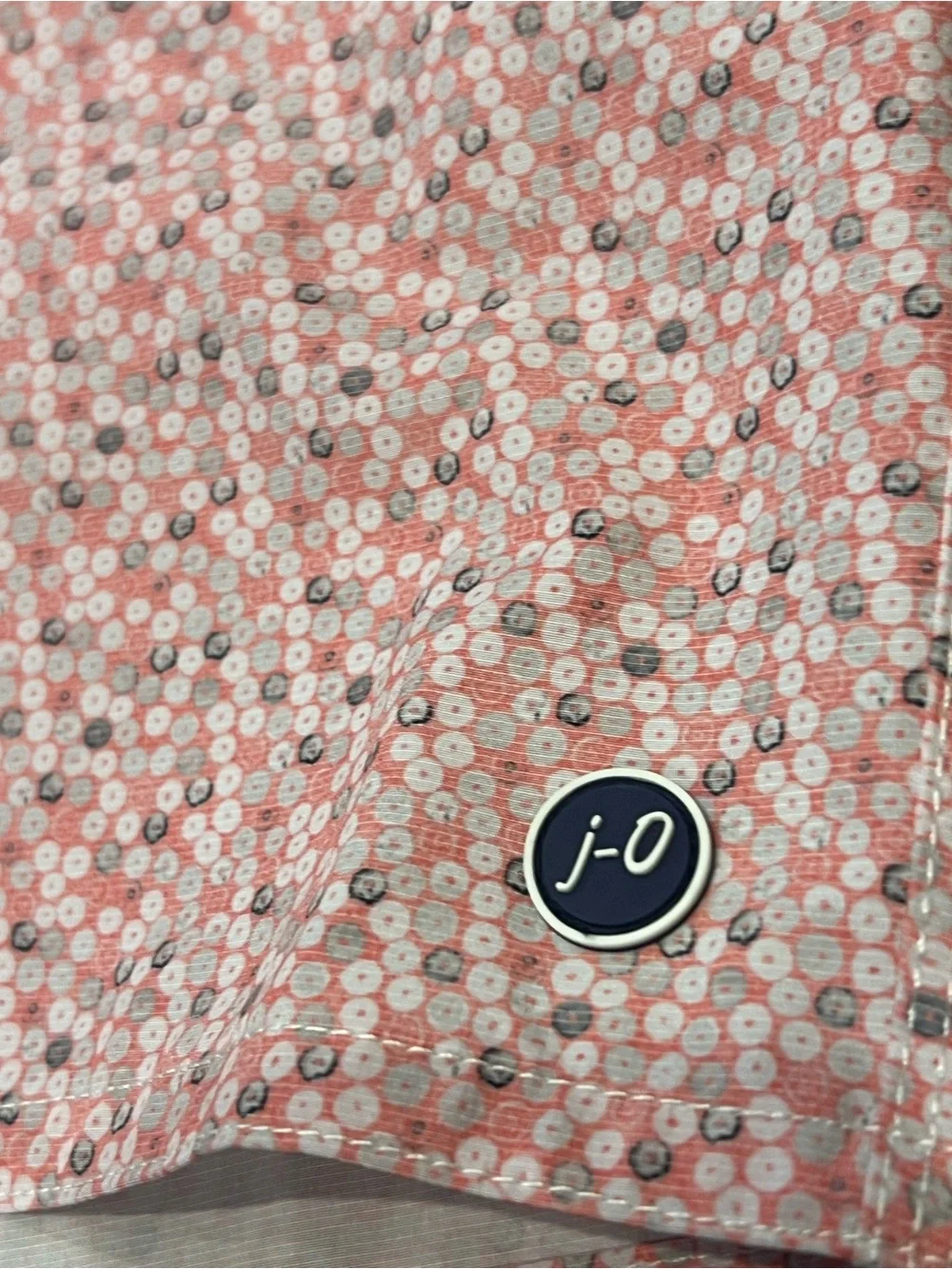 Men’s Johnnie-O Light Pink and Gray Jaco Swim Trunks Size Small “Tango” Print